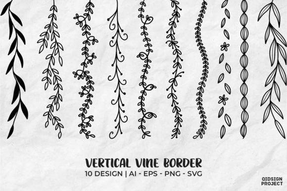 10 Vertical Vine Border, Doodle Border: A Versatile Design Collection for Creative Projects