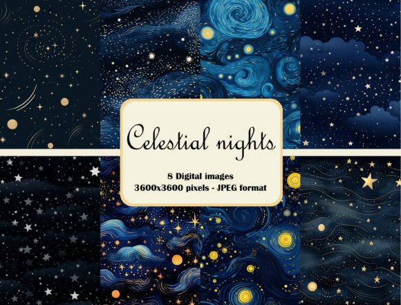 Celestial Nights Digital Paper Bundle: A Creative Tool for Designers and Craft Enthusiasts