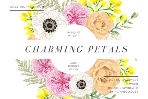 Charming Petals Wreath Bouquet: Beautiful Digital Art for Creative Projects