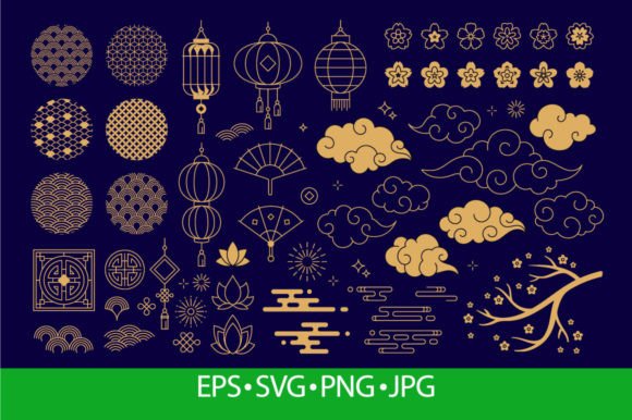 Chinese New Year Decoration Elements: A Guide to Capturing Festive Spirit with Clouds, Lanterns, and Traditional Asian Designs