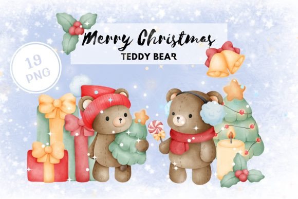 Christmas Teddy Bear Watercolor for Holiday Creativity