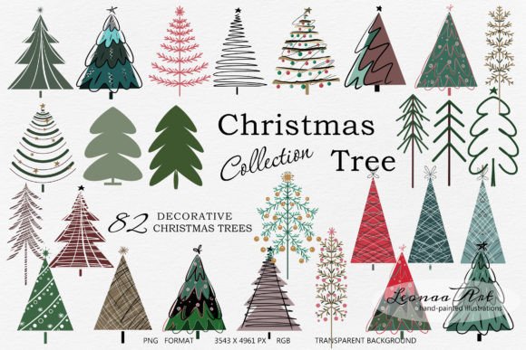 Christmas Tree. Collection – A Curated Set of Hand-Painted Winter Illustrations