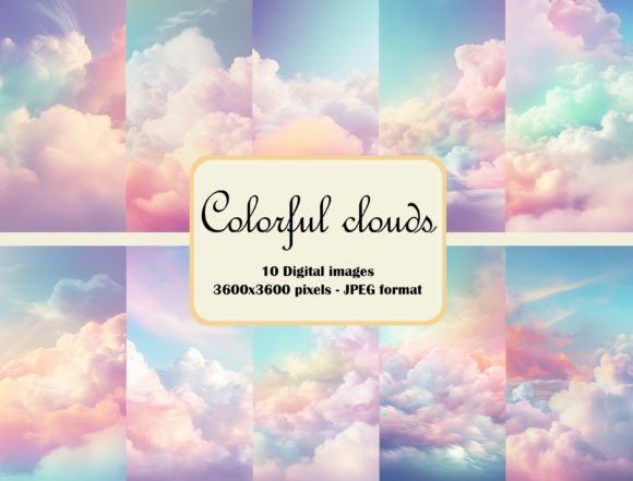 Colorful Clouds Digital Paper Bundle: A Versatile Resource for Creative Projects