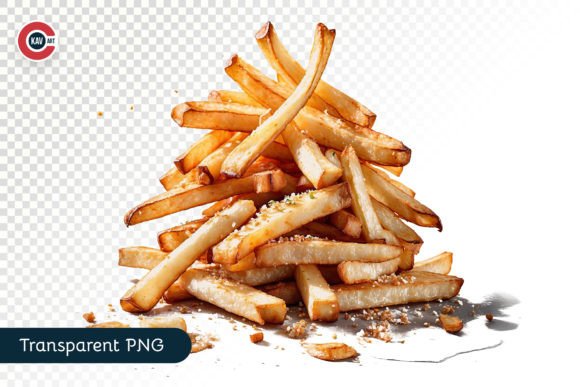 Crispy Watercolor French Fries Clipart for Creative Projects