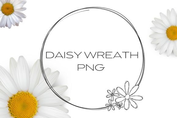 Daisy Floral Wreath PNG Black Monoline: A Strategic Design Element for Modern Creatives