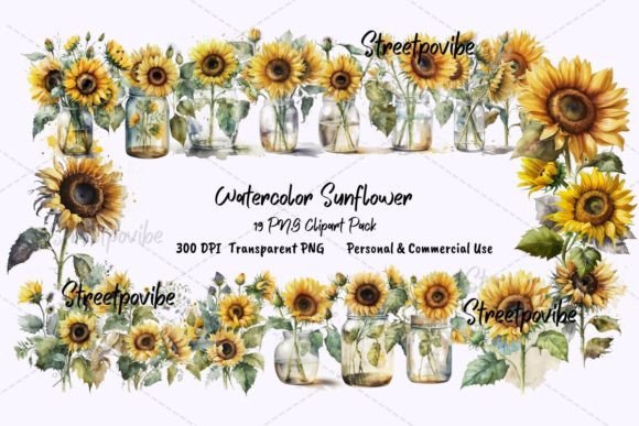 Enhance Your Creative Projects with the Sunflower Distressed Clipart PNG Pack