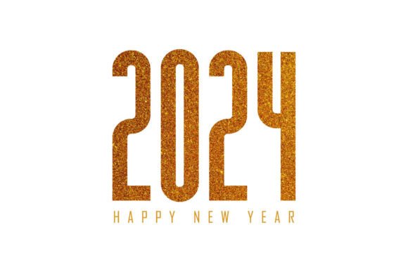 Golden Happy New Year 2024 Typography and Design: A Sparkling Celebration