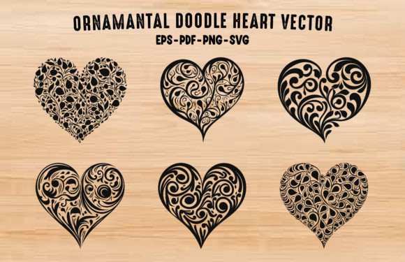 Ornamental Heart Vector PNG Clipart Set for Creative Projects