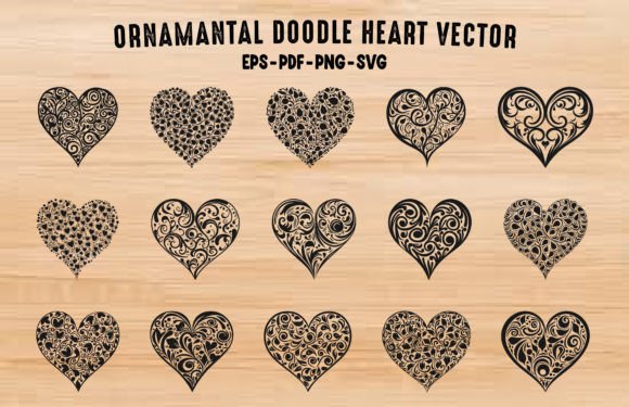 Ornamental Love Heart Vector Clipart Set – A Design Essential