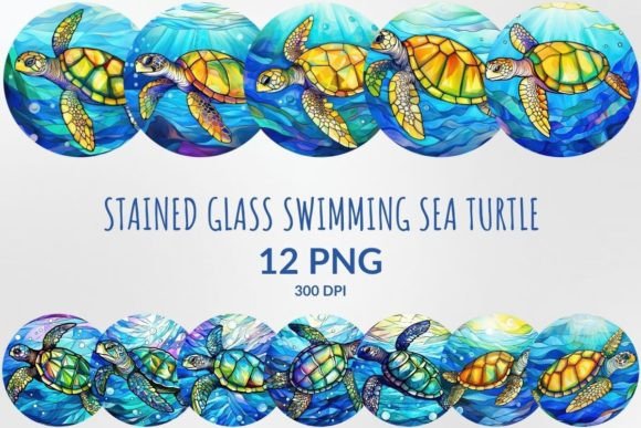 Stained Glass Swimming Sea Turtle Pack: A Unique Blend of Art and Nature