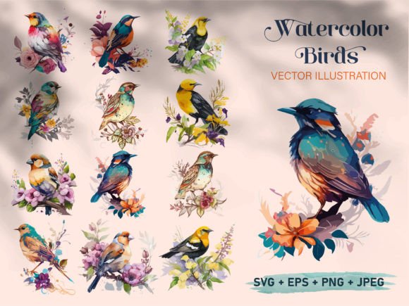 Watercolor Bird Sparrow Painting Set – A Creative Resource for Artists and Designers