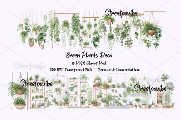 Watercolor Hanging Plant Clipart for Creative Projects