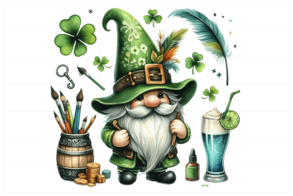 Watercolor St Patrick’s Day: Cute Gnomes for Creative Fun