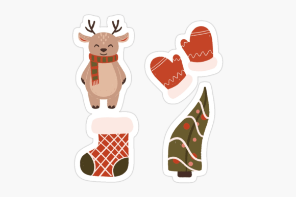 Winter Xmas Sticker Set Doodle Art: Festive Design Made Simple